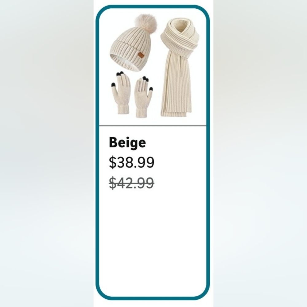 Beige Knit Winter Accessory Set